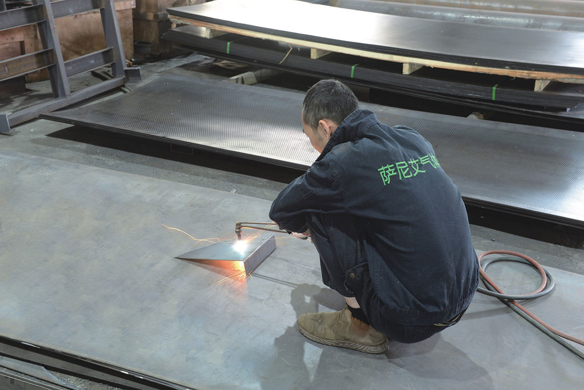 Oxygen cut iron plate